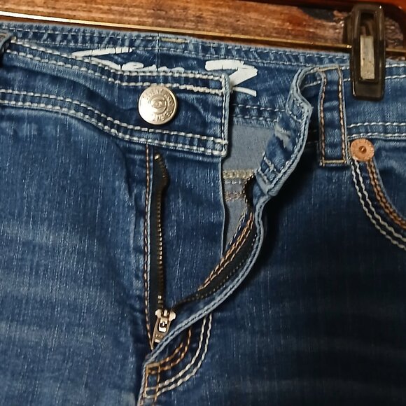 Seven 7 Capri Jeans Plus Size 18 Luxe Embroidered Blue Denim Stretch - Picture 6 of 10